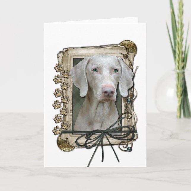 Carte Fête des pères - pattes en pierre - Weimaraner (Devant)