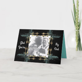 Carte Fête des pères photo Fractal Art Frame Noir & Turq