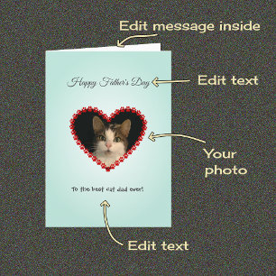 Carte Fête des pères photo papa chat personnalisé