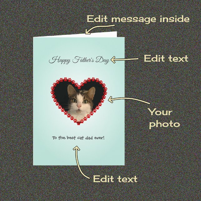 Carte Fête des pères photo papa chat personnalisé (Créateur téléchargé)