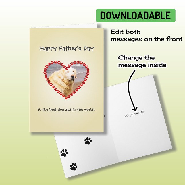 Carte Fête des pères photo papa chien texte personnalisé (Créateur téléchargé)