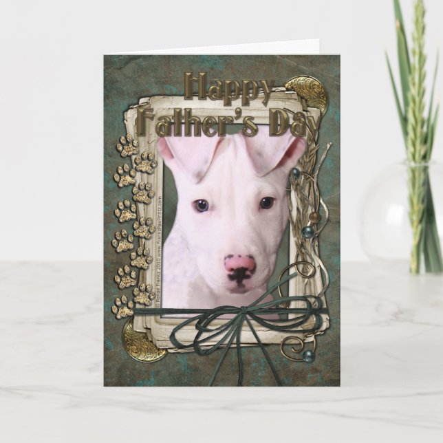 Carte Fête des pères - Poches de pierre - Chiot Pitbull  (Devant)