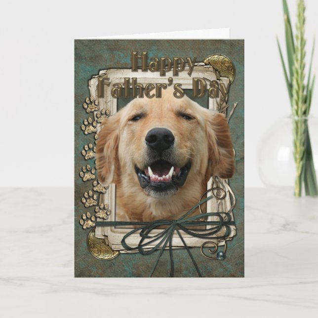 Carte Fête des pères - Poches de pierre - Golden Retriev (Devant)
