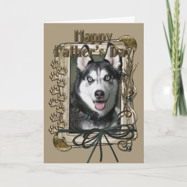 Carte Fête des pères - Poches de pierre - Husky Sibérien (Devant)