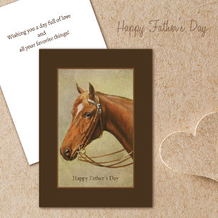 Carte Fête des pères Portrait de Cheval de Châtaignes