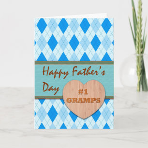 Carte Fête des pères pour Gramps, Wood Heart, Jacquard D