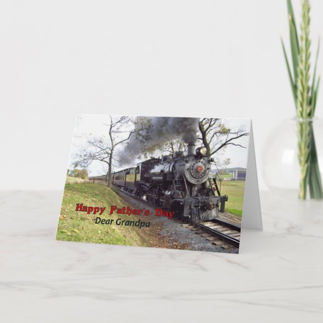 Carte Fête des pères pour grand-père Penn. Train à vapeu (Devant)