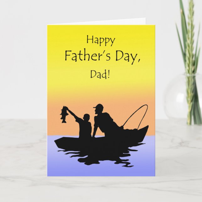 Carte Fête des pères pour le papa, pêchant la scène (Devant)