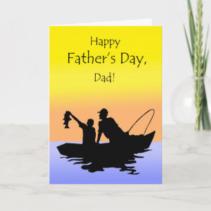 Carte Fête des pères pour le papa, pêchant la scène