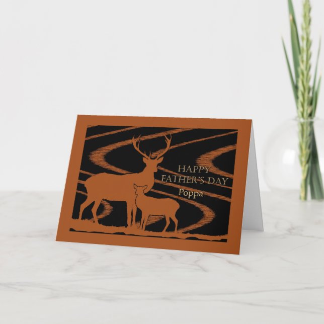 Carte Fête des pères pour le pépère, cerf commun dans un (Devant)