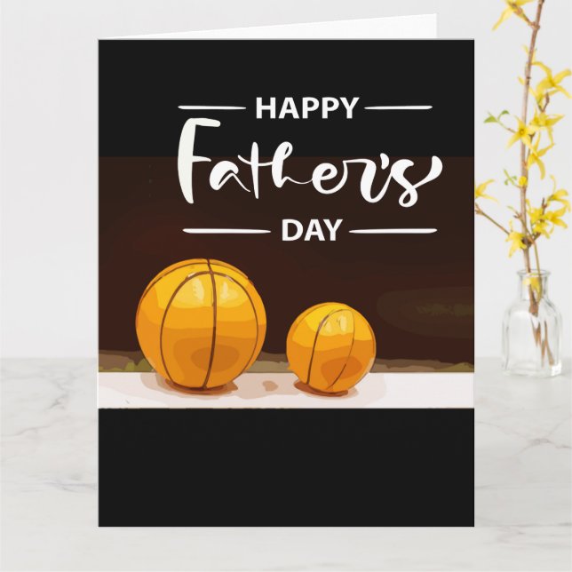 Carte Fête des Pères pour papa basket-ball noir  (Fleur jaune)