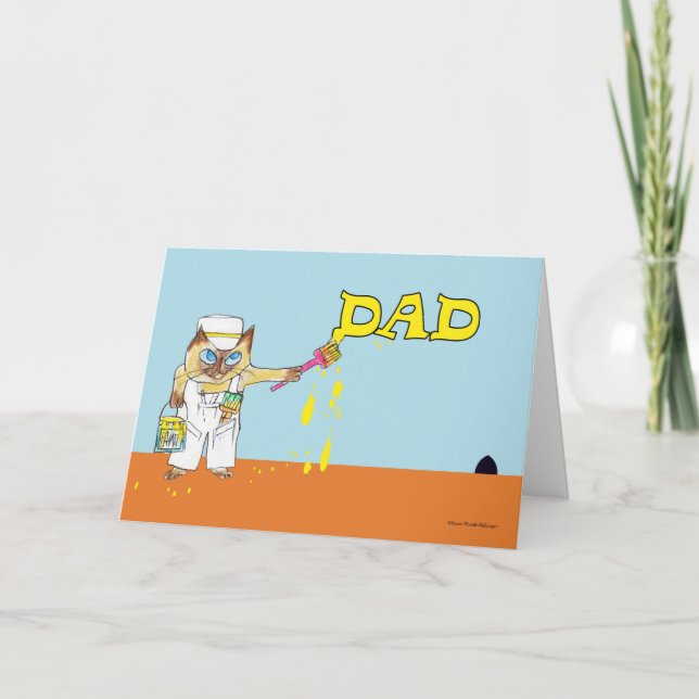 Carte Fête des pères pour Papa Chat Peinture murale (Devant)