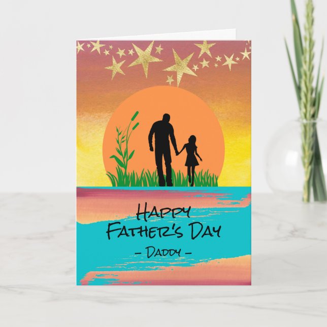 Carte Fête des pères pour papa de Daughter Gold Stars (Devant)