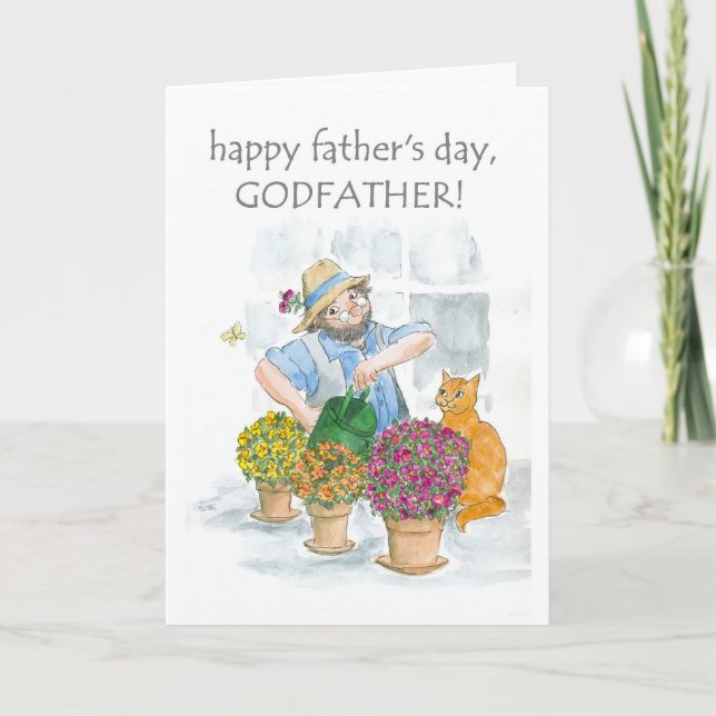 Carte fête des pères pour parrain - Jolly Gardener (Devant)