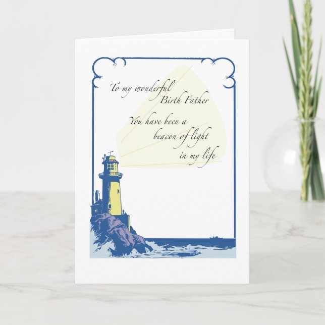 Carte Fête des pères pour père de naissance avec phare,  (Devant)