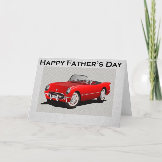 Carte Fête des pères Red Convertible Sports Car (Devant)