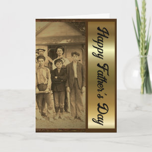 Carte Fête des pères Retro 1920 Brown Et Gold Folded Car