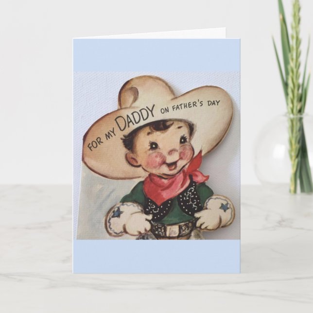 Carte Fête des pères Rétro - De Daddy's Little Cowboy (Devant)