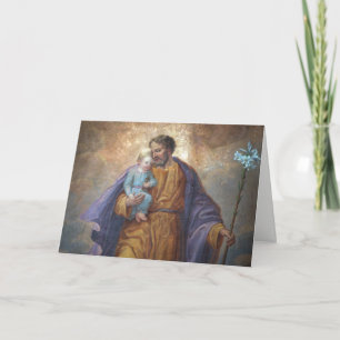 Carte Fête des Pères Saint Joseph Enfant Jésus Croix Lys