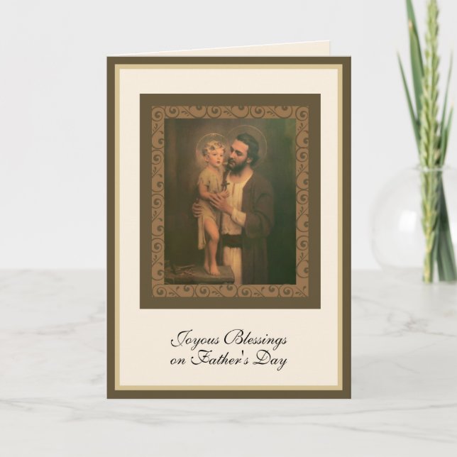 Carte Fête des pères St Joseph avec l'Enfant Jésus (Devant)