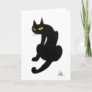 CARTE FÊTE D'HALLOWEEN CHAT NOIR