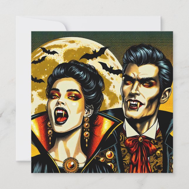 Carte Fête d'Halloween des vampires et des chauves-souri (Devant)