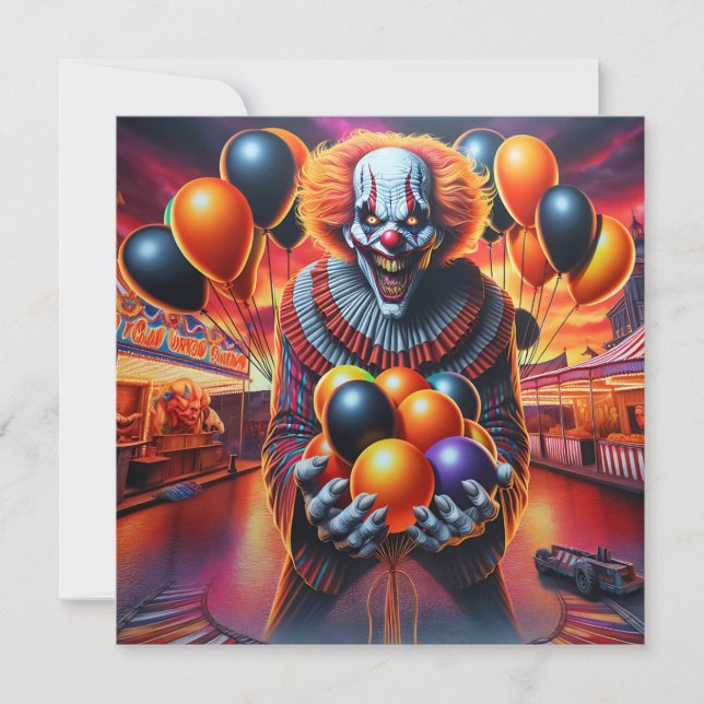 Carte Fête d'Halloween | Thème Clown déplaisant (Devant)