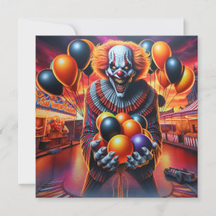 Carte Fête d'Halloween Thème Clown déplaisant
