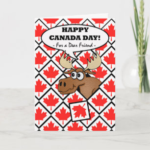 Carte Fête du Canada pour l'Ami, l'orignal aux carreaux 