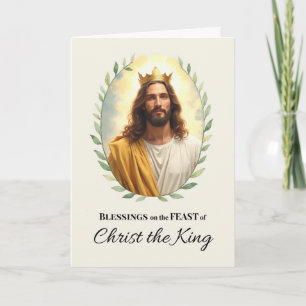Carte Fête du Christ Roi Bénédictions Couronne Feuillue
