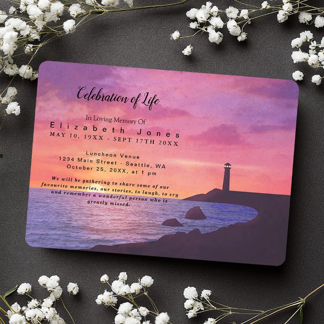 Carte Fête du phare de Sunset de la vie funéraire (Créateur téléchargé)