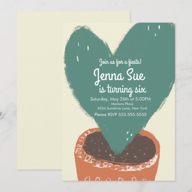 Carte Fête du Plante cardiaque de Cactus (Devant / Derrière)