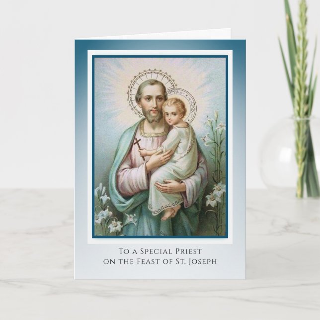 Carte Fête du prêtre catholique de Saint-Joseph (Devant)