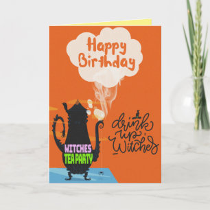 Carte Fête du thé sorcier Halloween Anniversaire