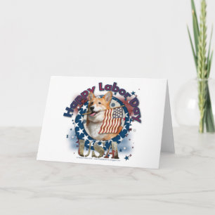 Carte Fête du Travail - Drapeau - Corgi - Owen