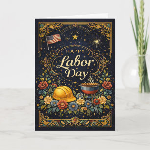 Carte Fête du Travail élégante vintage