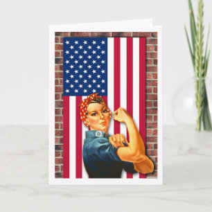 Carte Fête du Travail patriotique Rosie la Riveteuse Dra