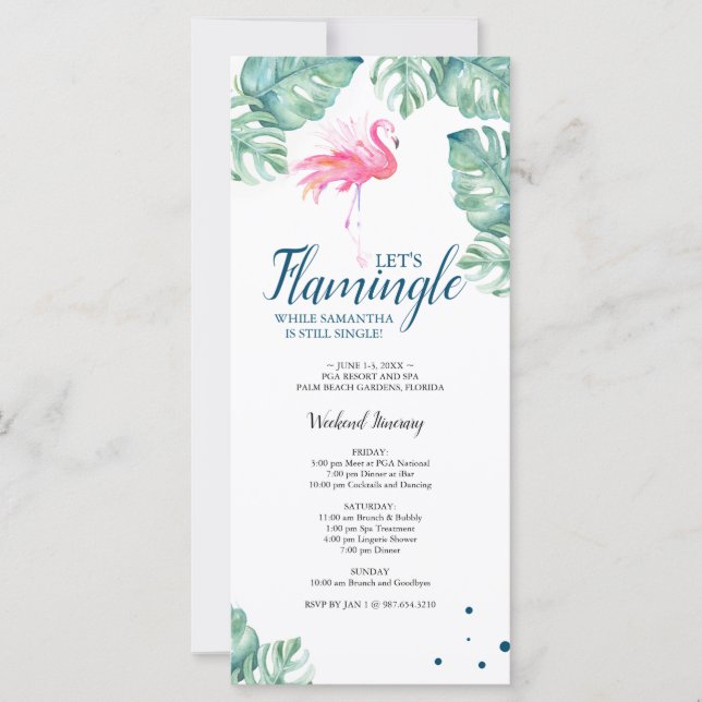 Carte Fête du week-end de Bachelorette Tropicale (Devant)