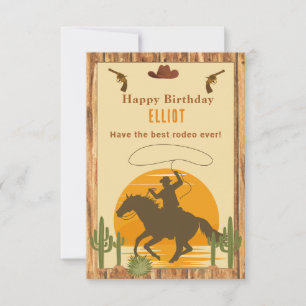 Carte Fête joyeuse de l'Ouest de cowboy sauvage