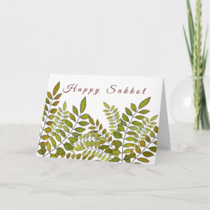 Carte Fête juive Happy Sukkoth feuilles et citron
