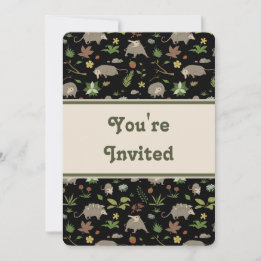 Carte Fête mignonne de botanique sombre avec opossum