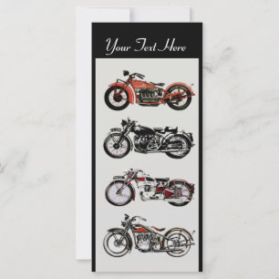 Carte FÊTE MOTOS RÉTRO Rouge Noir Blanc Gris
