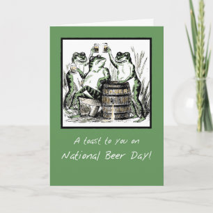 Carte Fête nationale de la bière Frogs amusants Toasting