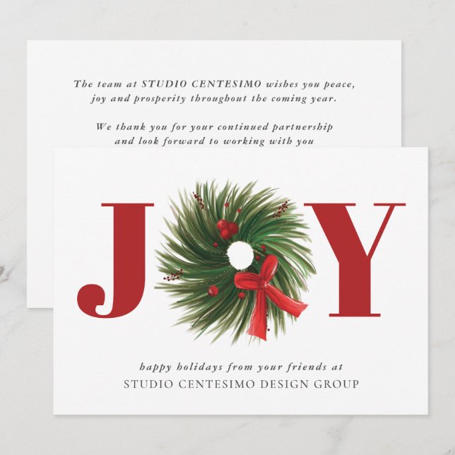 Carte Fête Rouge Joyeuse Aquarelle Entreprise (Devant / Derrière)