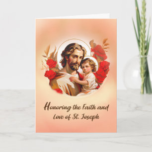 Carte Fête Saint-Joseph avec Jésus Roses rouges