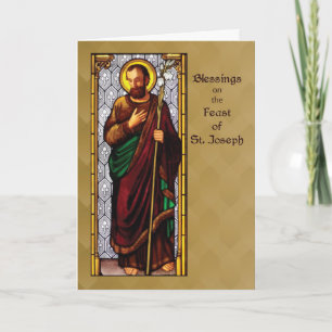 Carte Fête Saint-Joseph avec le personnel du blé en Brow