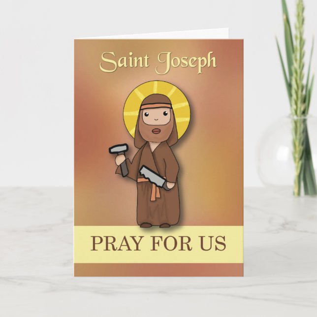 Carte Fête Saint-Joseph Priez pour nous Simple catholiqu (Devant)
