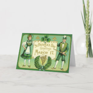 Carte Fête vintage de la St Patrick en Irlande