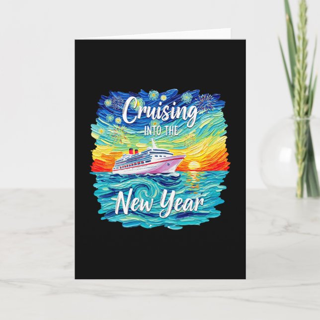 Carte Fêter la Nouvelle Année 2026 en croisière, fête en (Devant)