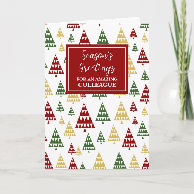 Carte Fêtes de Noël du collègue Arbres modernes (Devant)
